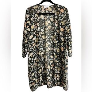 Jess Lea Black Floral Sheer Kimono